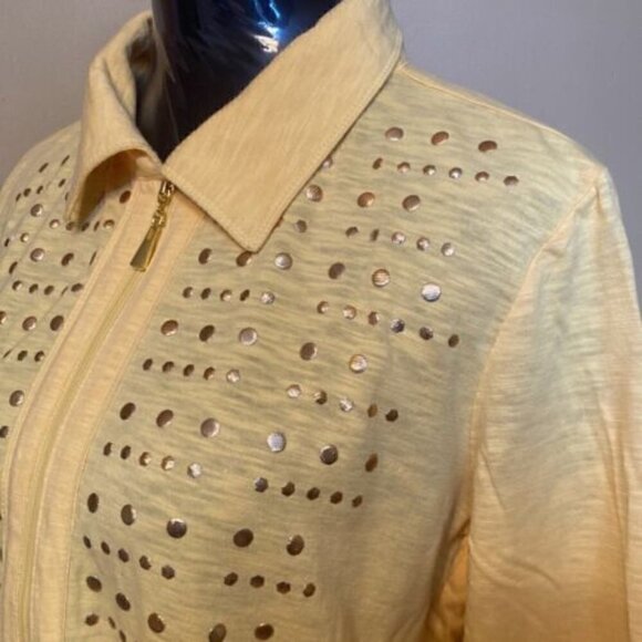 Casual Chic ONQUE Blouse Lightweight Zip-Up Top Medium Lightweight Spring Summer - Picture 3 of 9